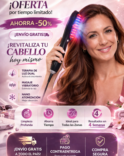 Cepillo capilar con vapor, masaje y luz LED en casa ✨