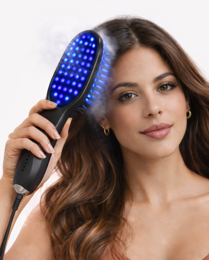 Cepillo capilar con vapor, masaje y luz LED en casa ✨