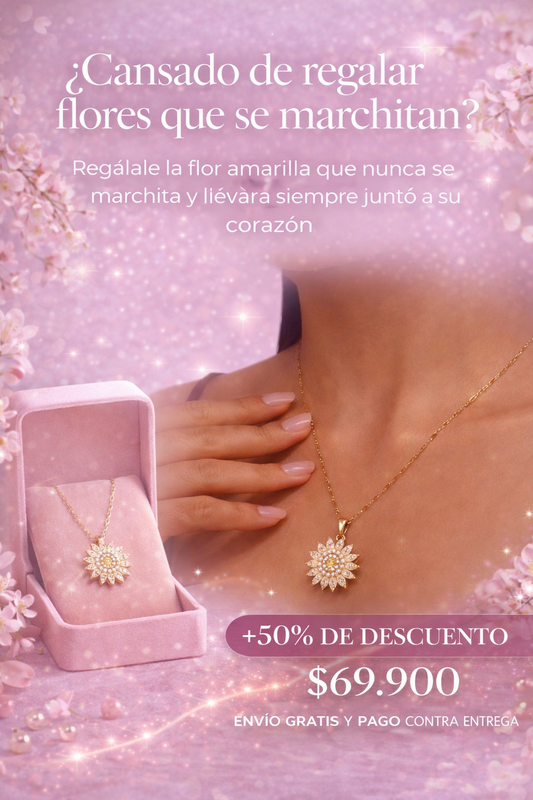 Collar Girasol Giratorio 🌻 | Baño en Oro de 18k + Caja de Lujo ¡Gratis! ✨